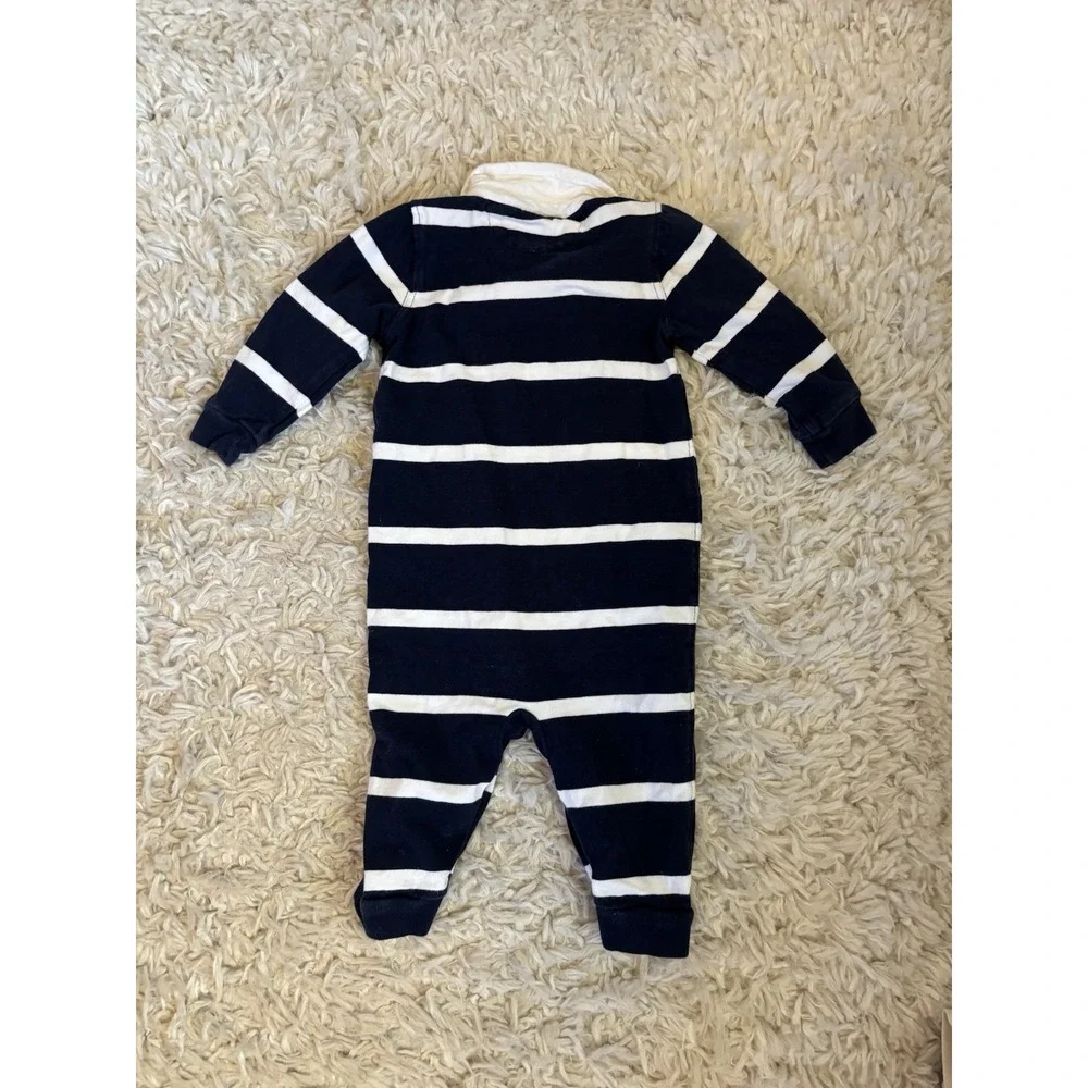 Ralph Lauren Baby One Piece Striped Rugby 9 Months Preppy